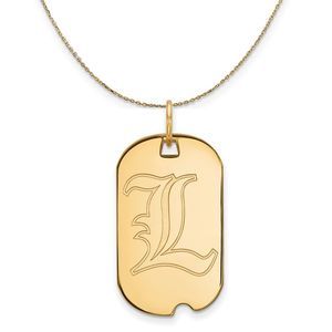 14k Yellow Gold U. of Louisville Dog Tag Necklace - 20 Inch